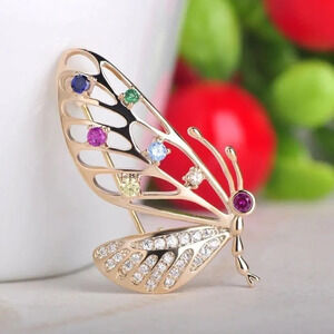VQ Multi Crystals Butterfly Brooch